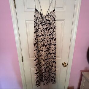 Nicole Miller Black and Cream Floral Satin Dress